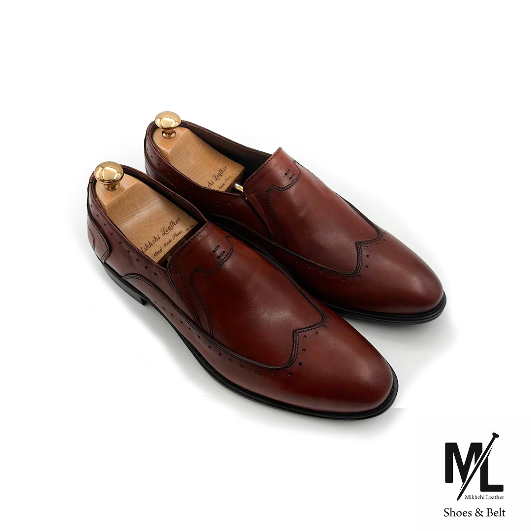  کفش کلاسیک مجلسی تمام چرم مردانه | Vip | کد:F467 | چرم میخچی | عسلی رنگ | مناسب استفاده روزمره 