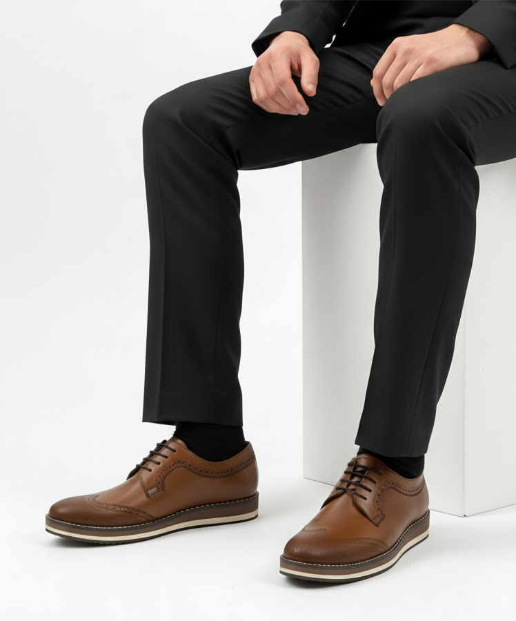 کفش اسپرت کلاسیک تمام چرم مردانه |کد:E108 | چرم میخچی | عسلی رنگ | جنس رویه چرم طبیعی گاوی ارگانیک تبریز.