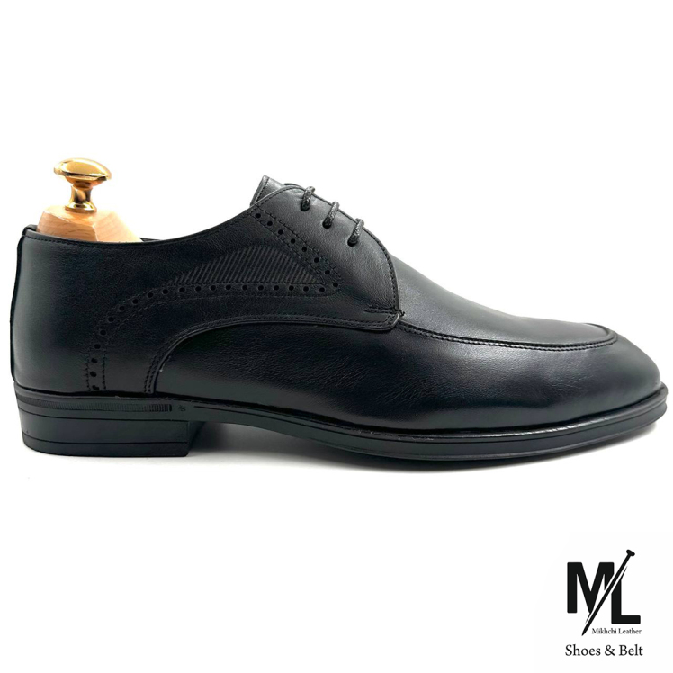 کفش مدیریتی / اداری چرم مردانه | کد:F412 | چرم میخچی | مشکی | جنس آستر داخلی چرم طبیعی گوسفندی میشن.