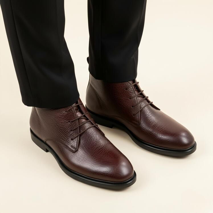 بوت چرم مردانه | چرم فلوتر | کد:M22 | چرم میخچی | مشکی | جنس آستر داخلی بوت چرم طبیعی گوسفندی میشن.