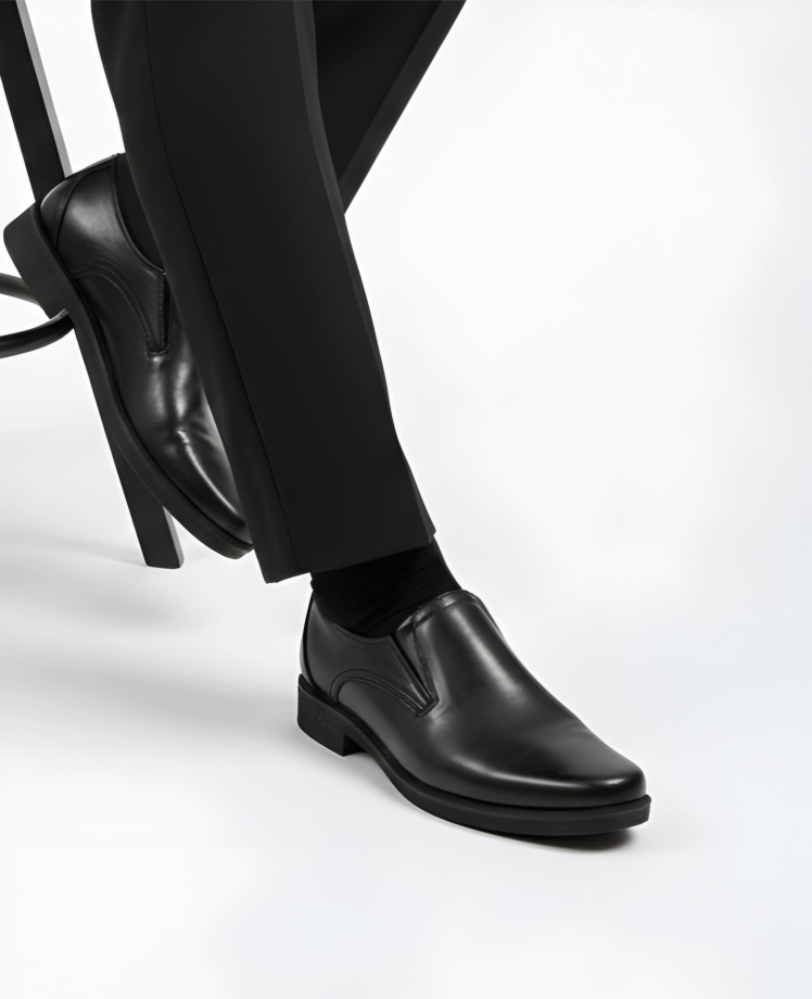 کفش مدیریتی / اداری چرم مردانه | کد:G266 | چرم میخچی | مشکی رنگ | جنس آستر داخلی کفش چرم طبیعی گوسفندی میشسن.