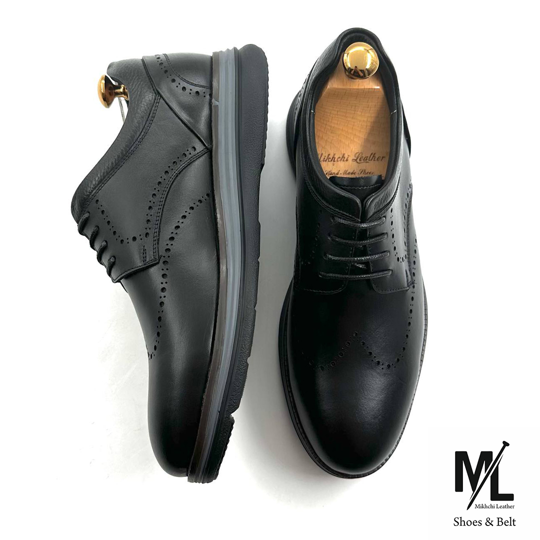  کفش اسپرت کلاسیک چرم مردانه | کد:E408 | چرم میخچی | مشکی رنگ | مناسب استایل اسپرت و استفاده روزمره می باشد. 