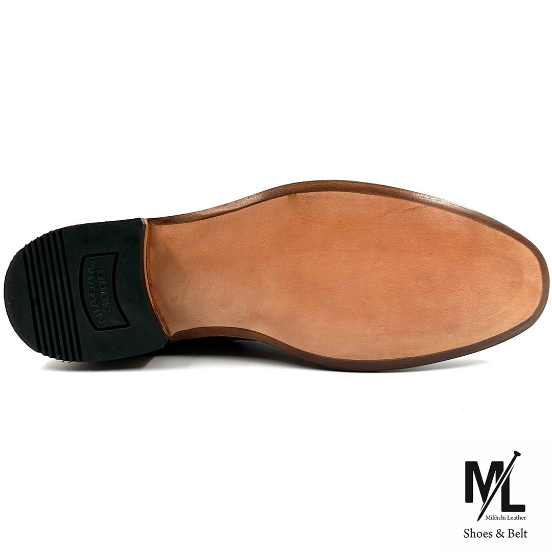  کفش بزرگ پا (سایز بزرگ) تمام چرم مردانه | کد:Z106 | چرم میخچی | عسلی و سرمه ای رنگ | جنس زیره کفش چرم طبیعی درجه یک 