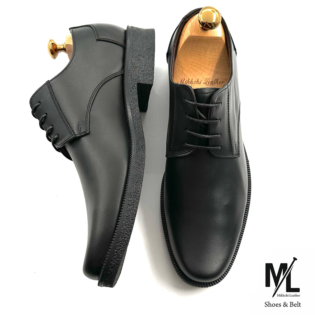  کفش مدیریتی / اداری تمام چرم مردانه | کد:G222 | چرم میخچی |‌ مشکی رنگ | مناسب ست زدن با کت و شلوار و استایل کلاسیک 