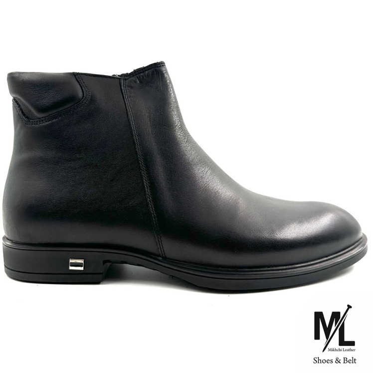  بوت چرم مردانه | چرم دریایی | کد: M24 | چرم میخچی | مشکی رنگ | جنس رویه بوت چرم طبیعی گاوی ارگانیک شده تبریزی.