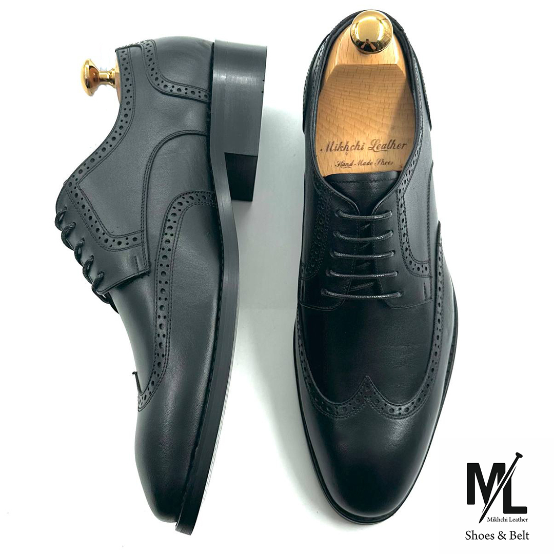  کفش کلاسیک مجلسی چرم مردانه | Vip | کد: M318 | چرم میخچی | مشکی رنگ | جنس کفی داخلی کفش چرم طبیعی طبی دست دوز. 