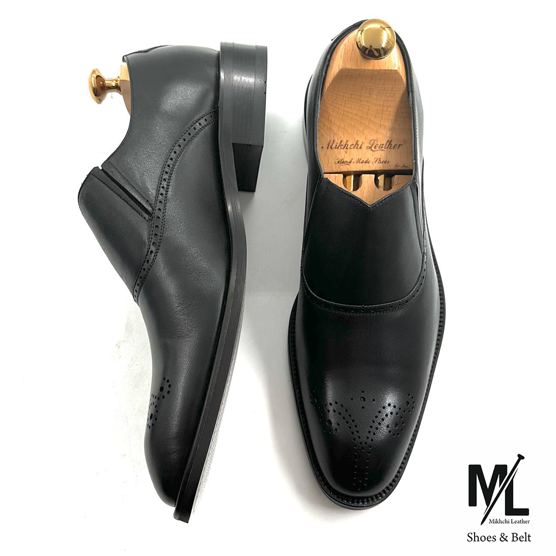  کفش کلاسیک مجلسی چرم مردانه | Vip | کد:M105 | چرم میخچی | طوسی رنگ | قالب کفش ایتالیایی وارداتی درجه یک. 