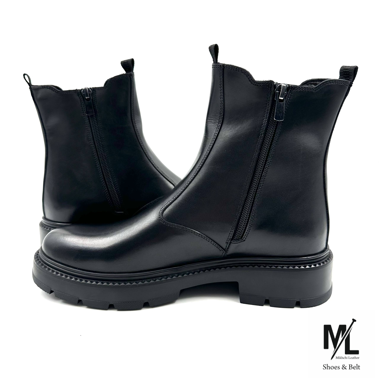 بوت چرم مردانه زیپی کشی