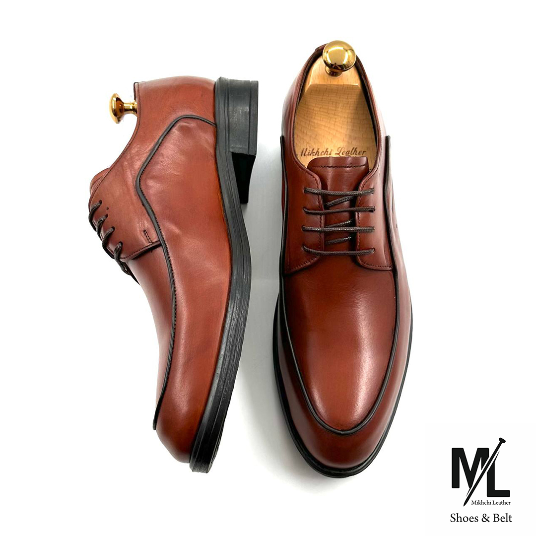  کفش مدیریتی / اداری چرم مردانه |‌ کد:F461 | چرم میخچی | بی بند عسلی |‌ کفی داخلی کفش از جنس چرم طبیعی دستدوز با کیفیت 