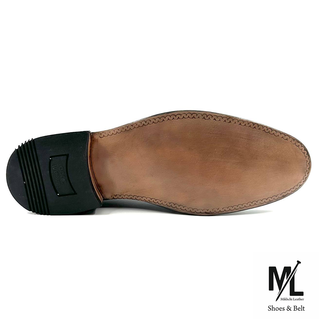  کفش بزرگ پا (سایز بزرگ ) تمام چرم مردانه | کد:Z102 | چرم میخچی | سرمه ای و مشکی | جنس زیره چرم طبیعی دست دوز 