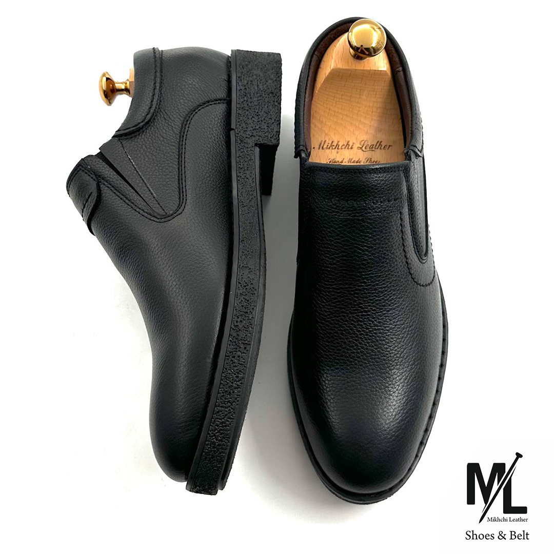  کفش اسپرت کلاسیک تمام چرم مردانه | کد:H177 | چرم میخچی | مشکی رنگ |‌ جنس کفی داخلی چرم طبیعی دست دوز طبی. 