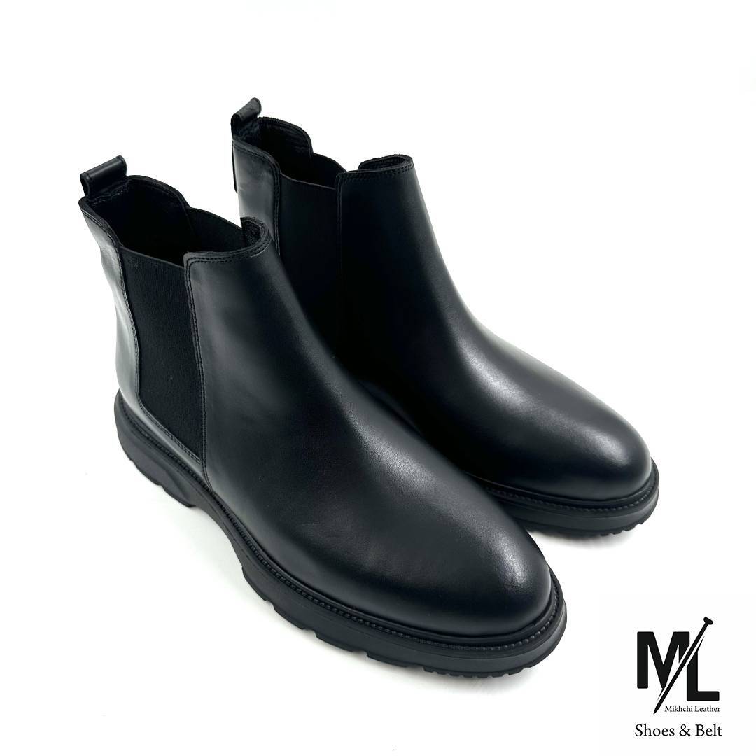 نیم بوت چرم مردانه دو بر کش