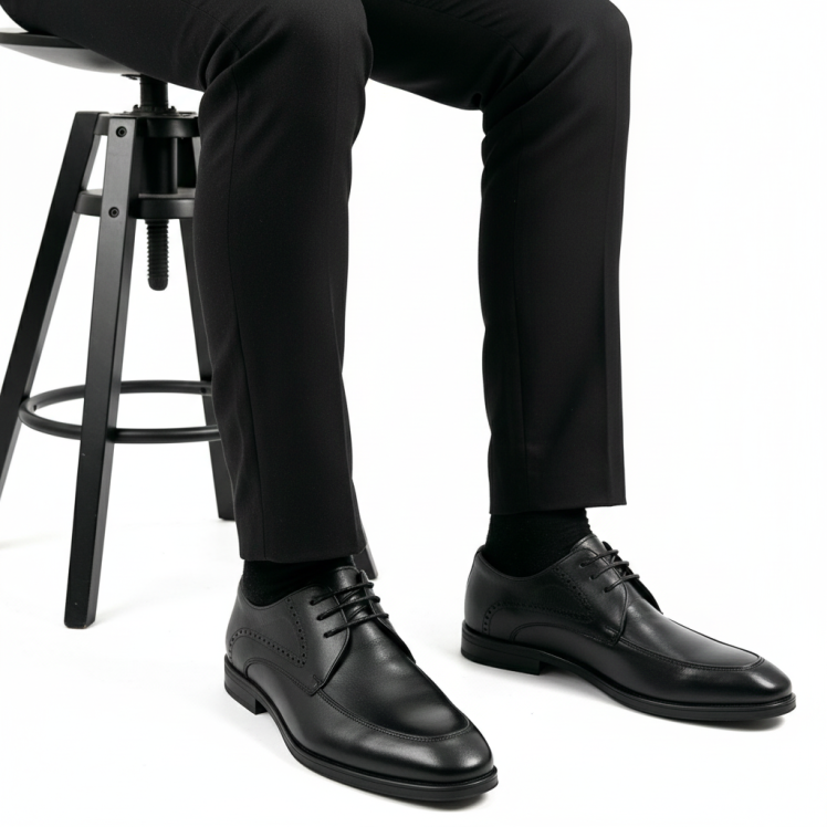 کفش مدیریتی / اداری چرم مردانه | کد:F412 | چرم میخچی | مشکی | جنس آستر داخلی چرم طبیعی گوسفندی میشن.