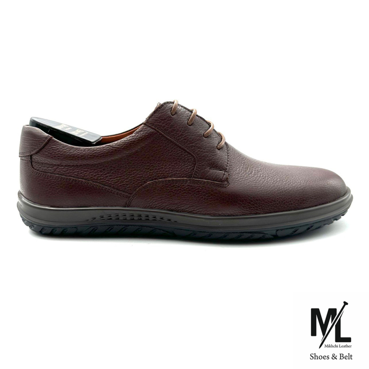 کفش چرم فلوتر مردانه تک سایز |چرم میخچی|رنگ قهوه ای