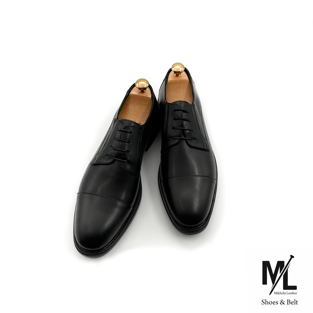  کفش مدیریتی / اداری چرم مردانه | کد: M461 | چرم میخچی | مشکی رنگ | جنس کفی داخلی کفش چرم طبیعی طبی آنتی باکتریال 