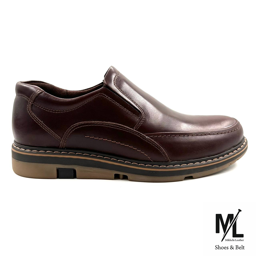  کفش اسپرت کلاسیک چرم مردانه |کد:V352 | قهوه ای | بدون بند فوق العاده نرم و راحت 