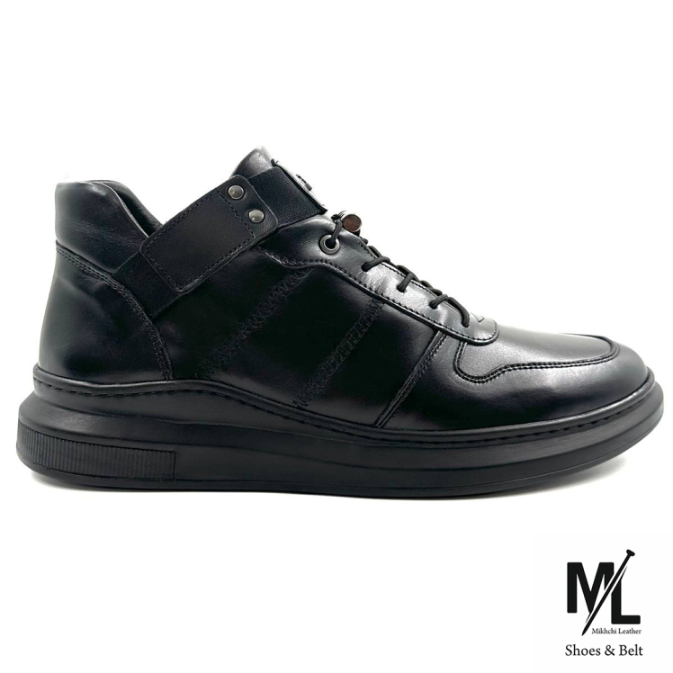 نیم بوت چرم مردانه| اسپرت | کد:P10 | چرم میخچی | مشکی رنگ | جنس رویه نیم بوت چرم طبیعی گاوی ارگانیک تبریز.