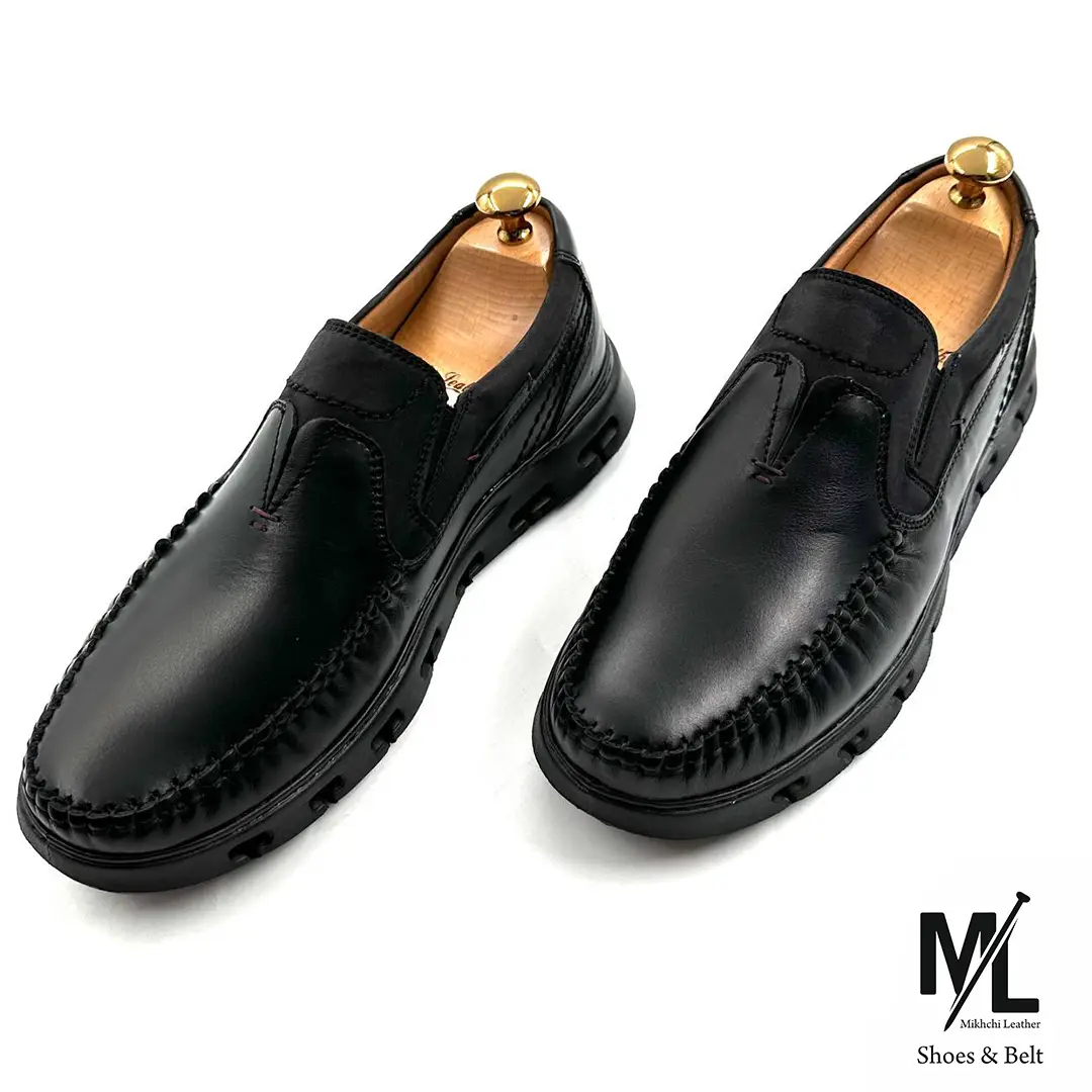  کفش ارتوپدیک طبی تمام چرم مردانه | کد:H35| چرم میخچی | مشکی رنگ | مناسب استفاده طولانی مدت. 