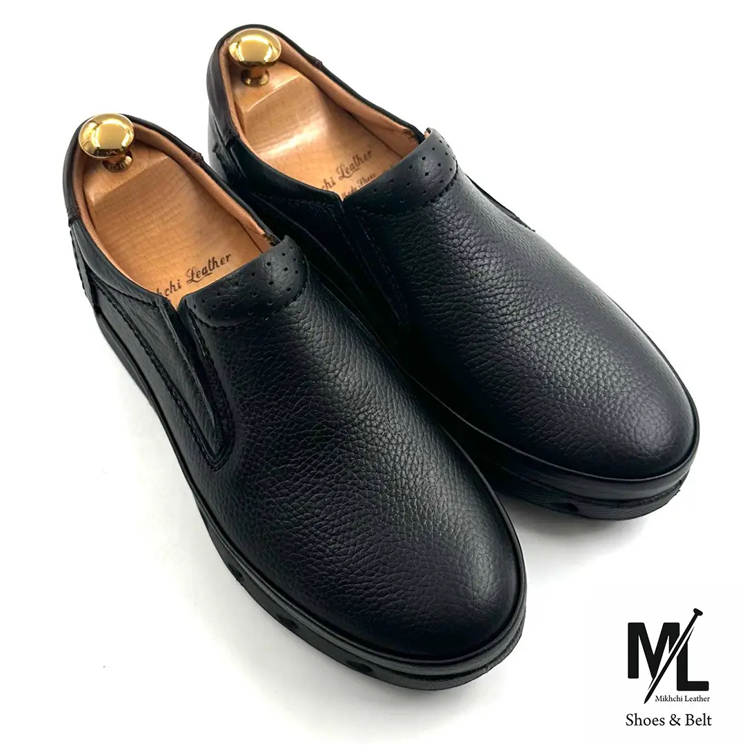  کفش ارتوپدیک طبی تمام چرم مردانه | کد:H7 | چرم میخچی | مشکی رنگ | مناسب استفاده روزمره بعلت نرمی و راحتی کفش چرم 