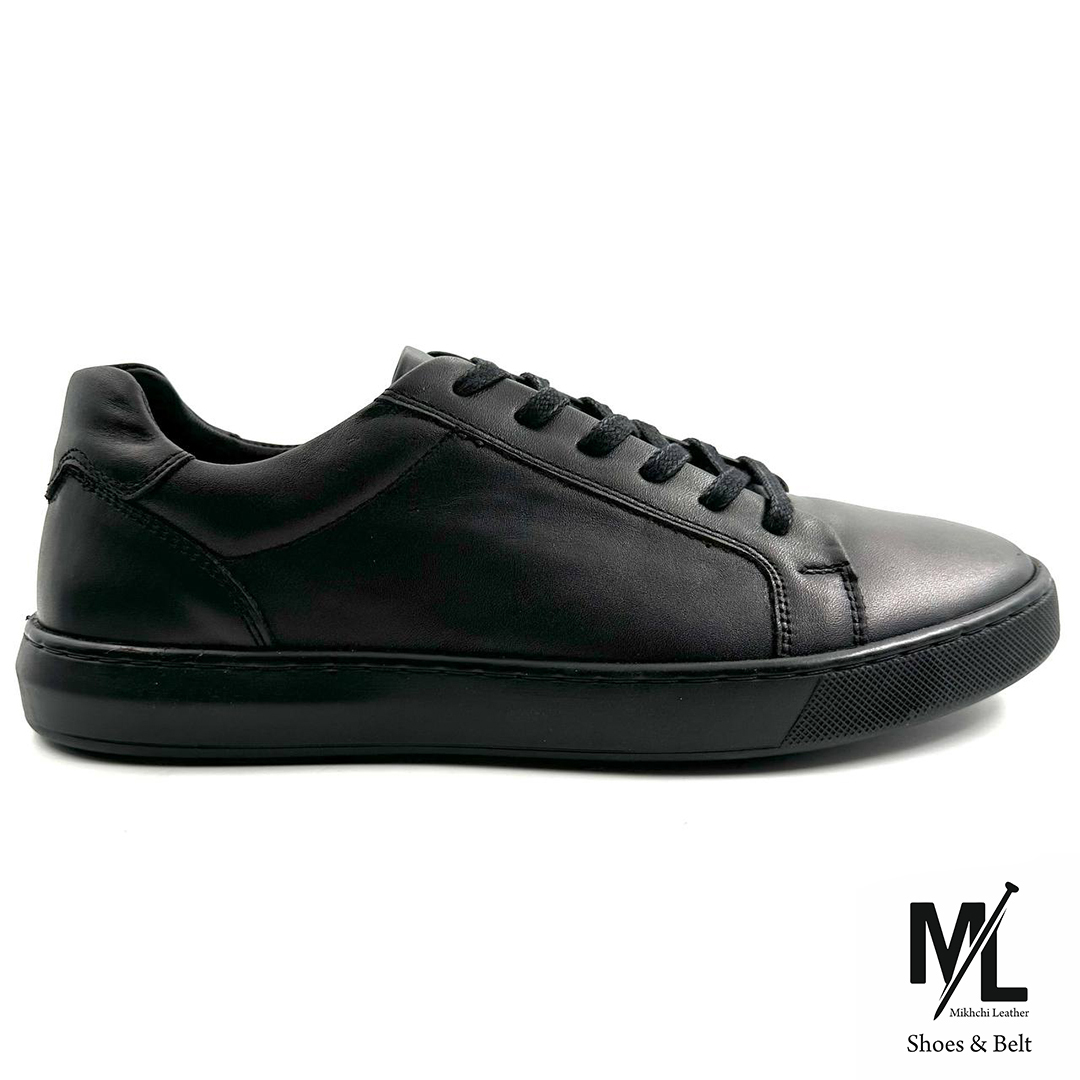  کفش کتانی اسپرت چرم ونس مردانه | کد:M4 | فروشگاه چرم میخچی | مشکی رنگ | کار ونس اسپرت درجه یک 