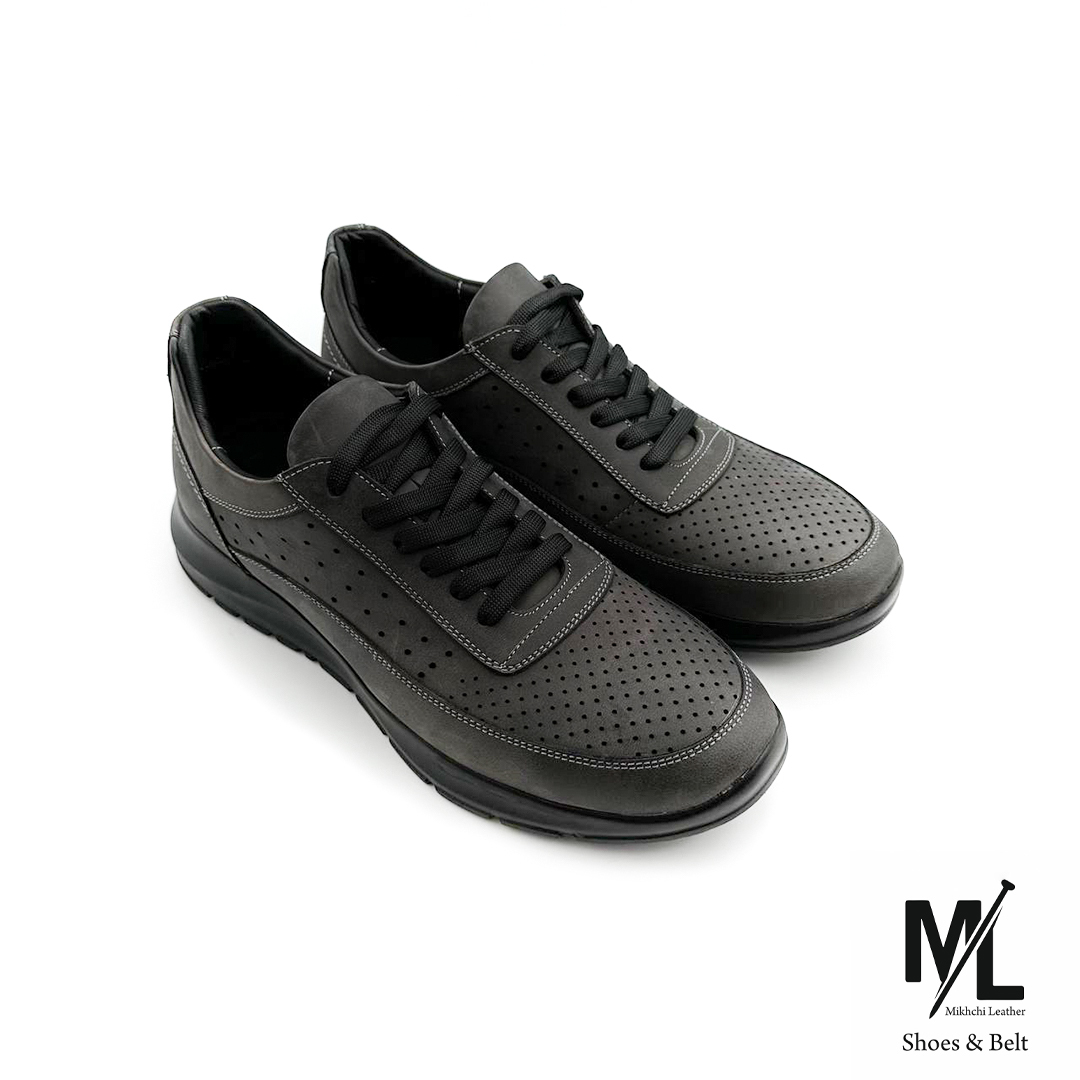  کفش کتانی اسپرت راحتی چرم مردانه | کد:E112 | چرم میخچی | جنس کفی داخلی کفش چرم طبیعی طبی آنتی باکتریال. 