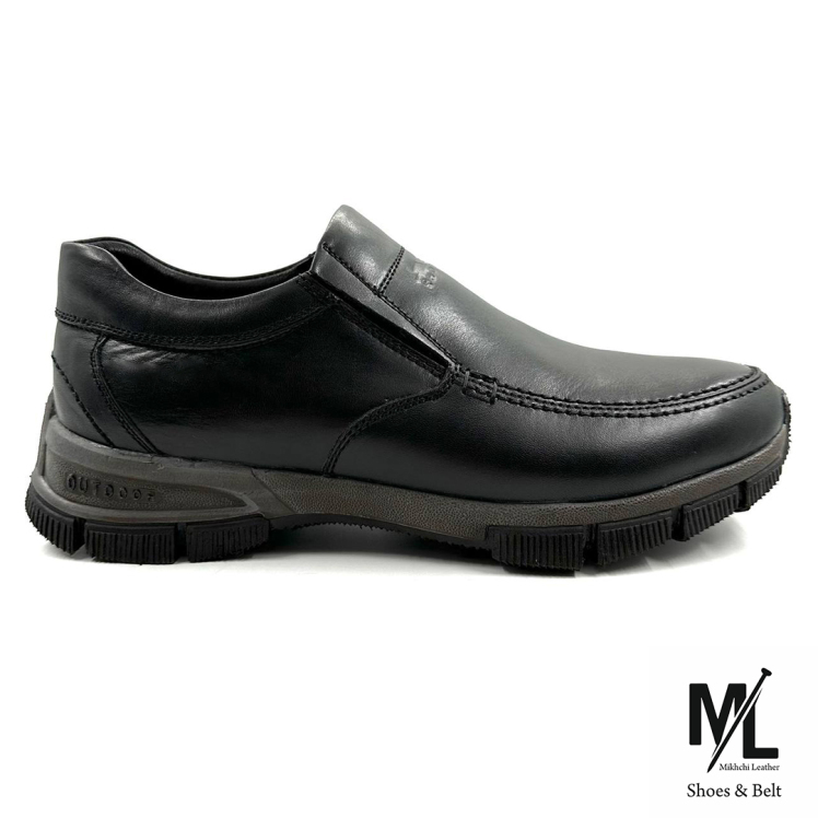 کفش ارتوپدیک طبی راحتی تمام چرم مردانه | کد:F305 | چرم میخچی | مشکی رنگ | جنس آستر داخلی از چرم طبیعی گوسفندی میشن