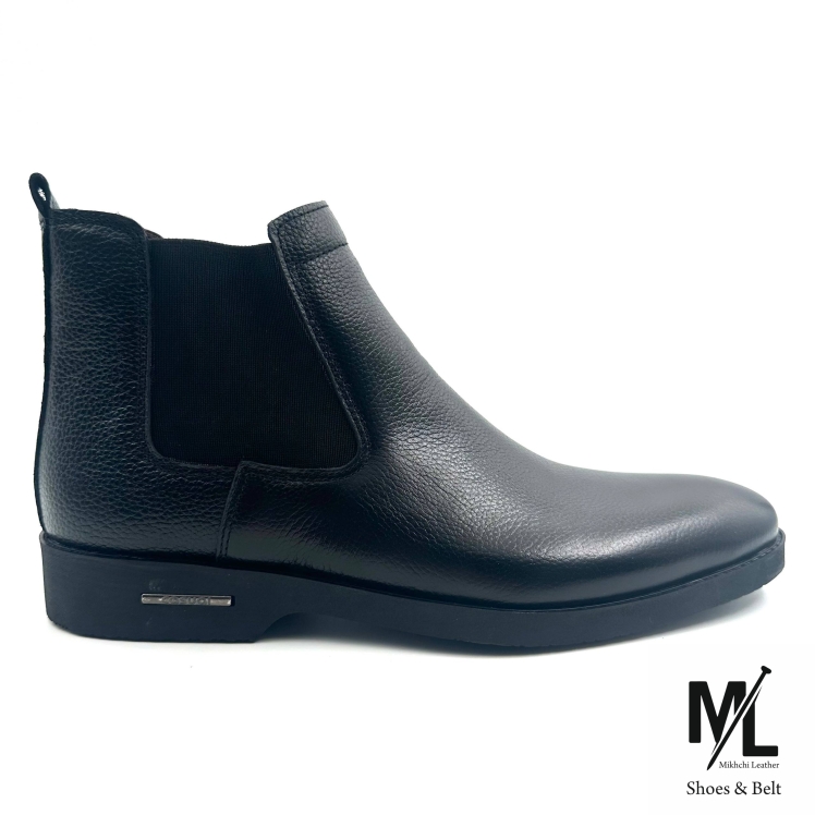 بوت تمام چرم مردانه | کد:G822 | چرم میخچی | مشکی رنگ | جنس زیره کفش ترمو/Termo ترک وارداتی درجه یک بدون ساییدگی و شکستگی