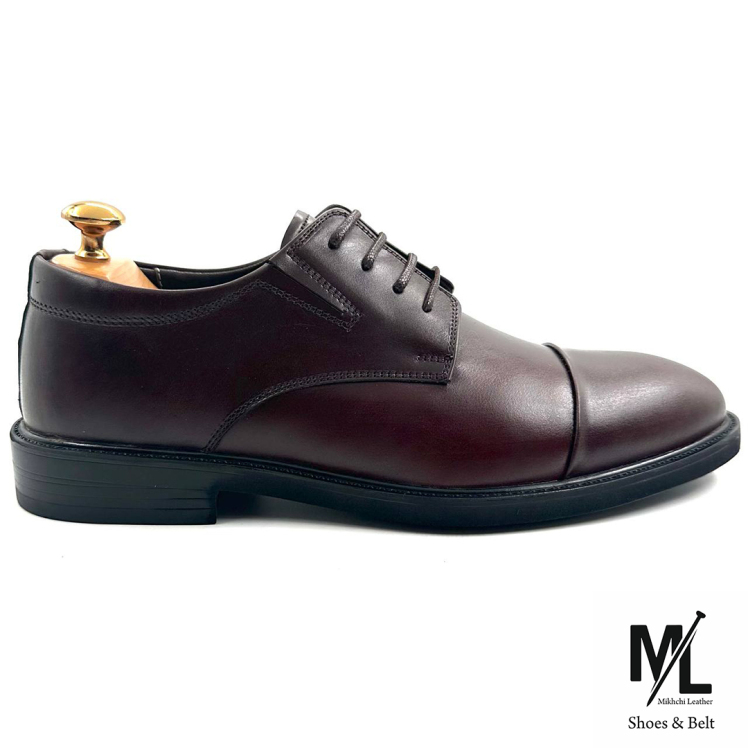 کفش مدیریتی / اداری چرم مردانه | کد:E204 | چرم میخچی | قهوه ای رنگ | جنس رویه کفش چرم طبیعی گاوی ارگانیک شده تبریزی.