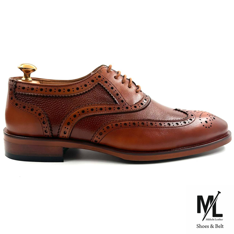 کفش کلاسیک مجلسی چرم مردانه | Vip | کد: Z118 | چرم میخچی | عسلی رنگ |‌جنس رویه کفش چرم طبیعی گاوی ارگانیک تبریز.