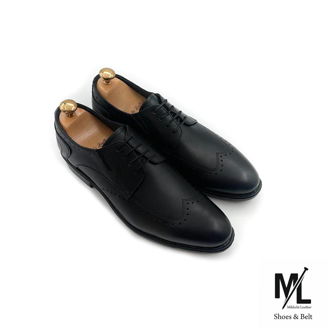  کفش کلاسیک مجلسی تمام چرم مردانه | Vip | کد:F468 | چرم میخچی | مشکی رنگ | مناسب استایل کت و شلوار روزمره 