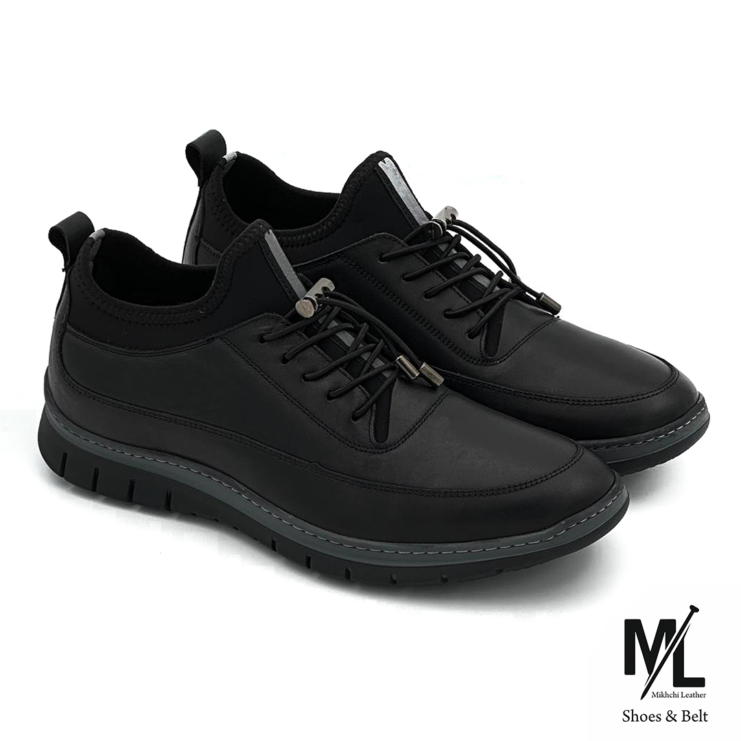  کفش کتانی اسپرت چرم راحتی مردانه | کد:M88 | چرم میخچی | مشکی رنگ | جنس آستر داخلی چرم طبیعی گوسفندی میشن. 
