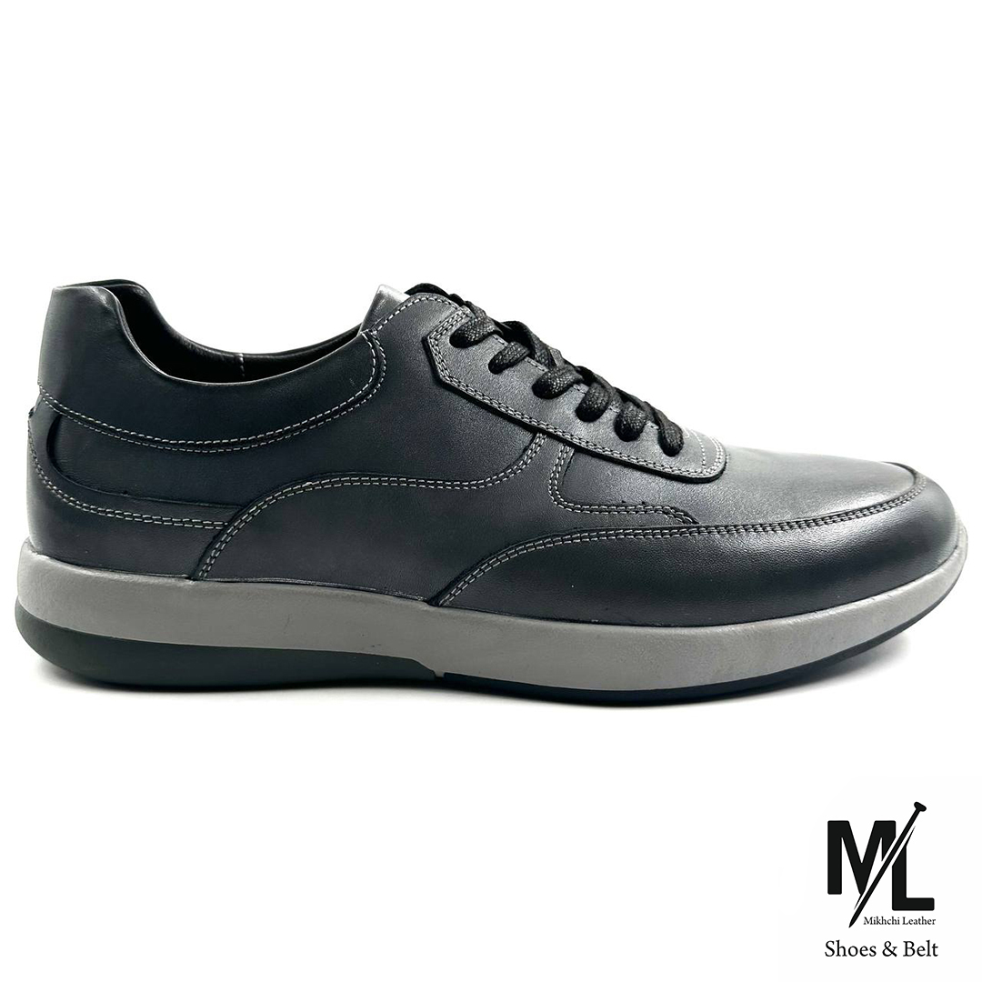  کفش کتانی اسپرت راحتی چرم مردانه | کد:E10 | چرم میخچی | طوسی رنگ | جنس کفی داخلی چرم طبیعی گاوی آنتی باکتریال 