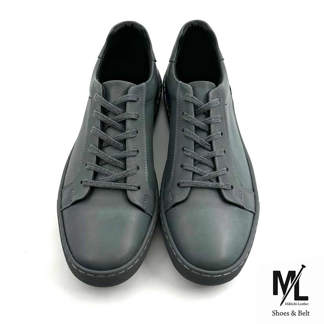  کفش کتانی اسپرت چرم ونس مردانه | کد:M4 | فروشگاه چرم میخچی | طوسی رنگ | جنس کفی داخلی از چرم طبیعی دست دوز طبیعی 