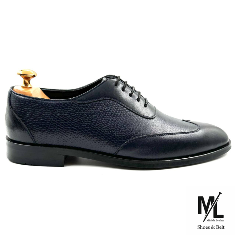 کفش کلاسیک مجلسی چرم مردانه | Vip | کد:M112| چرم میخچی | سرمه ای | بندی | جنس رویه چرم طبیعی گاوی چرم ارگانیک تبریز