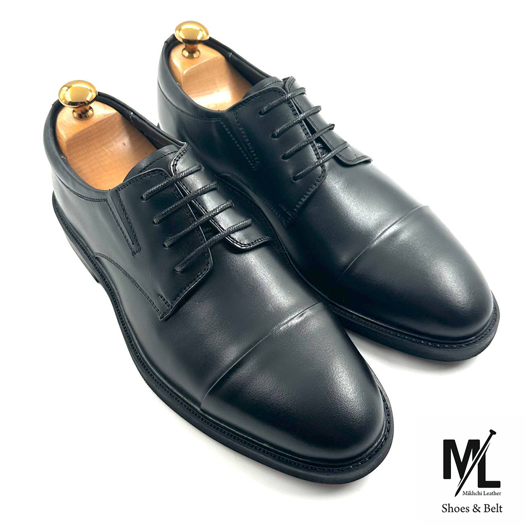  کفش مدیریتی / اداری چرم مردانه | کد:E204 | چرم میخچی | مشکی رنگ | مناسب استفاده طولانی مدت در طول روز بعلت طبی بودن کفش. 