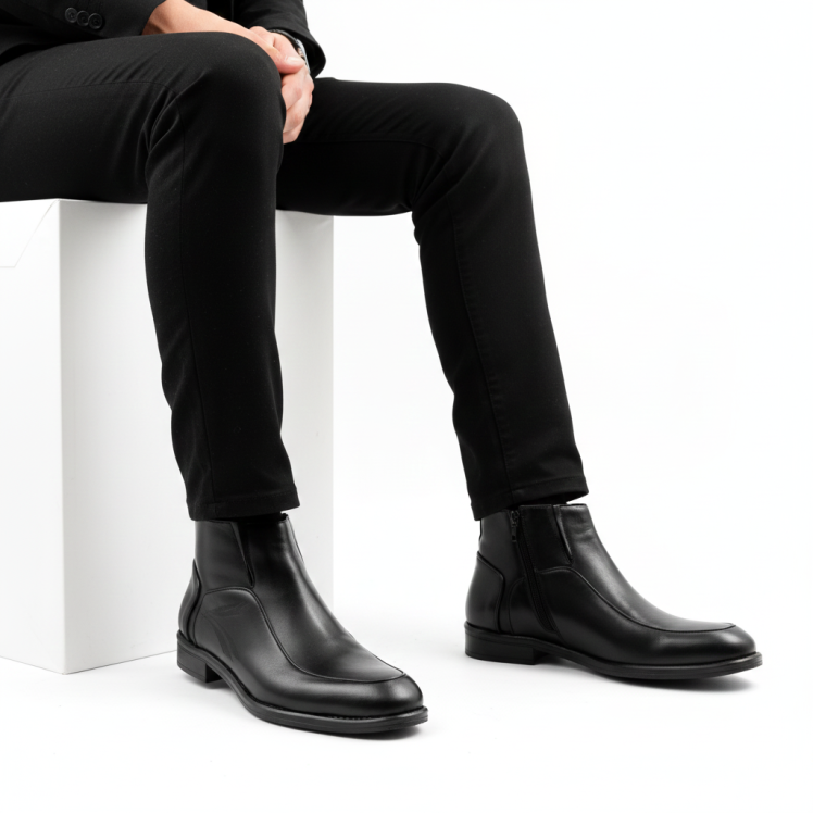 بوت چرم مردانه | کلاسیک | کد:F561 | چرم میخچی | مشکی رنگ |‌ جنس آستر داخلی بوت چرم طبیعی گوسفندی میشن بسیار لطیف و راحت.