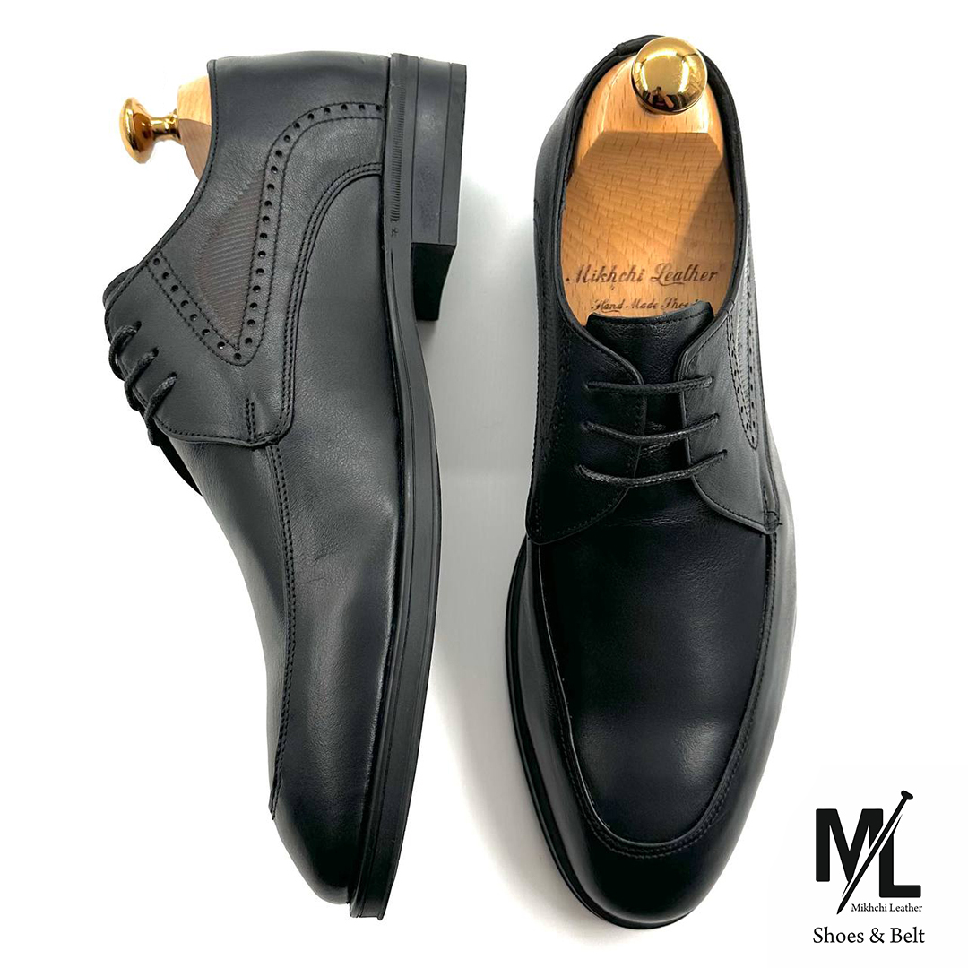  کفش مدیریتی / اداری چرم مردانه | کد:F412 | چرم میخچی | مشکی | مناسب استفاده روز مره. 