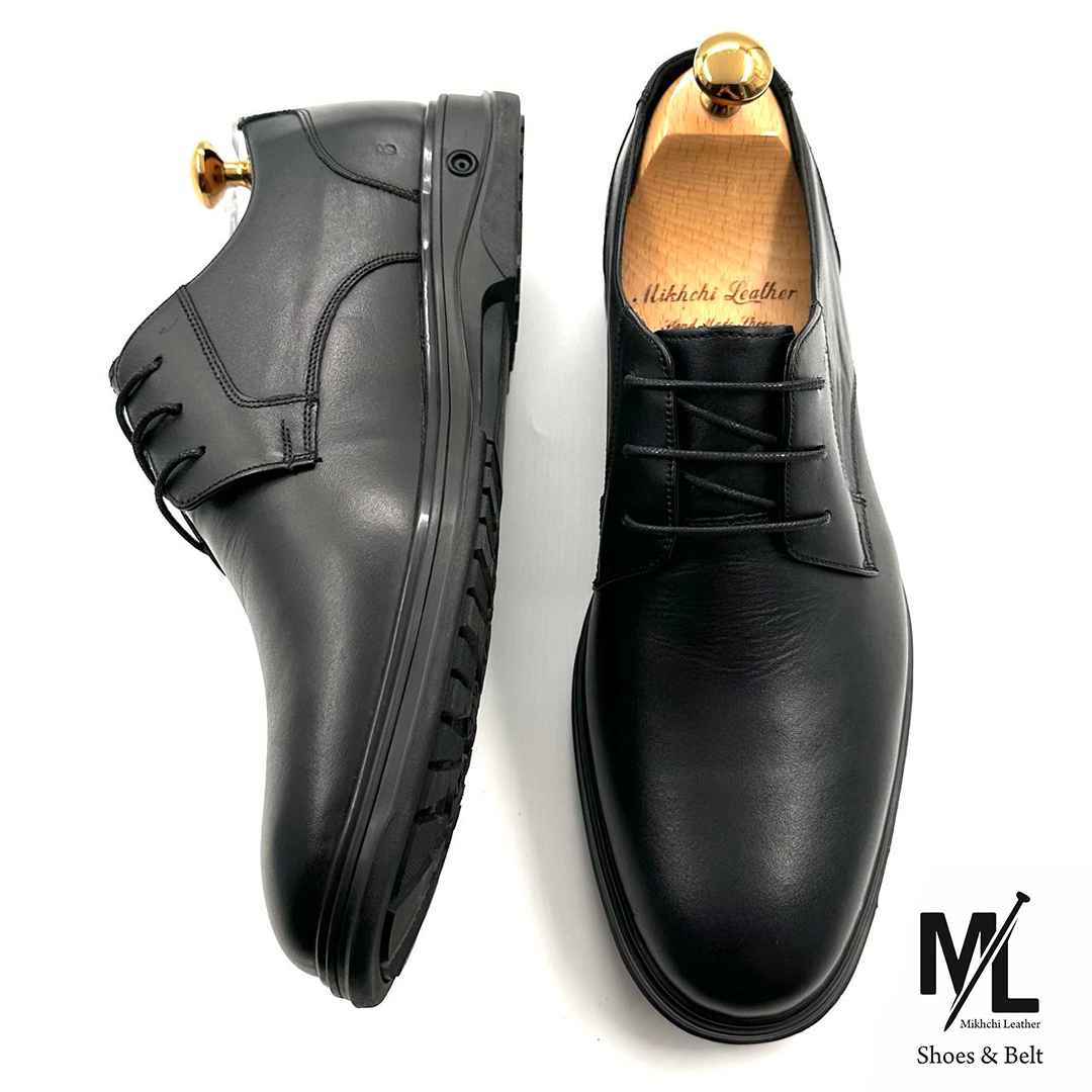  کفش مدیریتی / اداری چرم مردانه | کد:M16 | چرم میخچی | مشکی رنگ | جنس کفی داخلی کفش چرم طبیعی طبی آنتی باکتریال. 