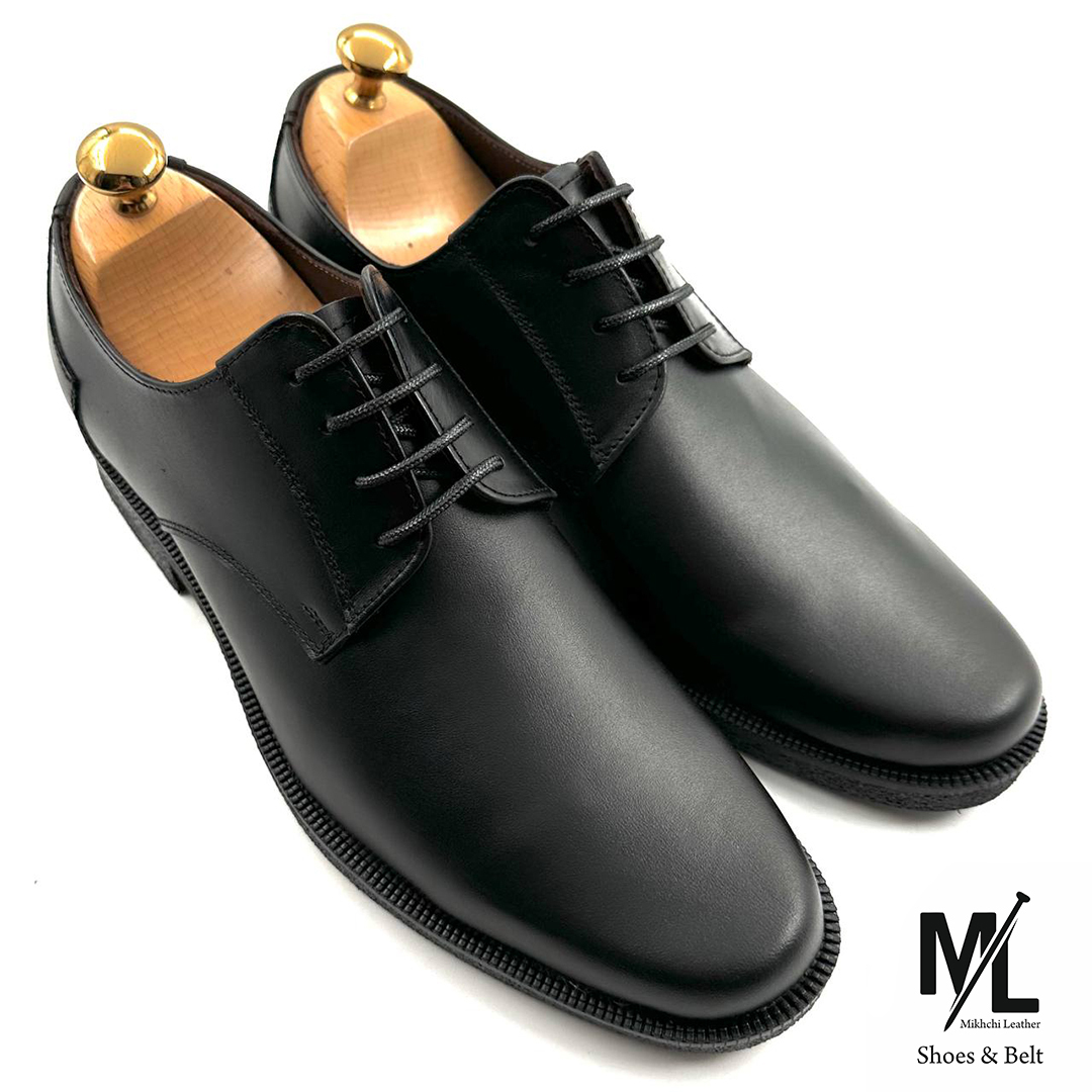  کفش مدیریتی / اداری تمام چرم مردانه | کد:G222 | چرم میخچی |‌ مشکی رنگ | مناسب استفاده طولانی مدت در روز. 