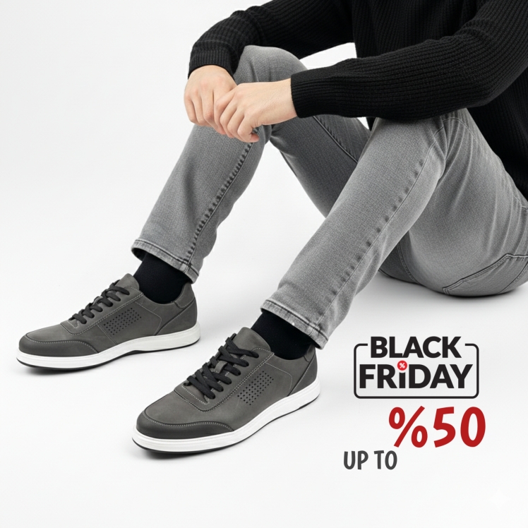 کفش کتانی طبی تمام چرم مردانه | کد:E110 | چرم میخچی | مشکی رنگ | بندی | آستر داخلی چرم طبیعی گوسفندی میشن 